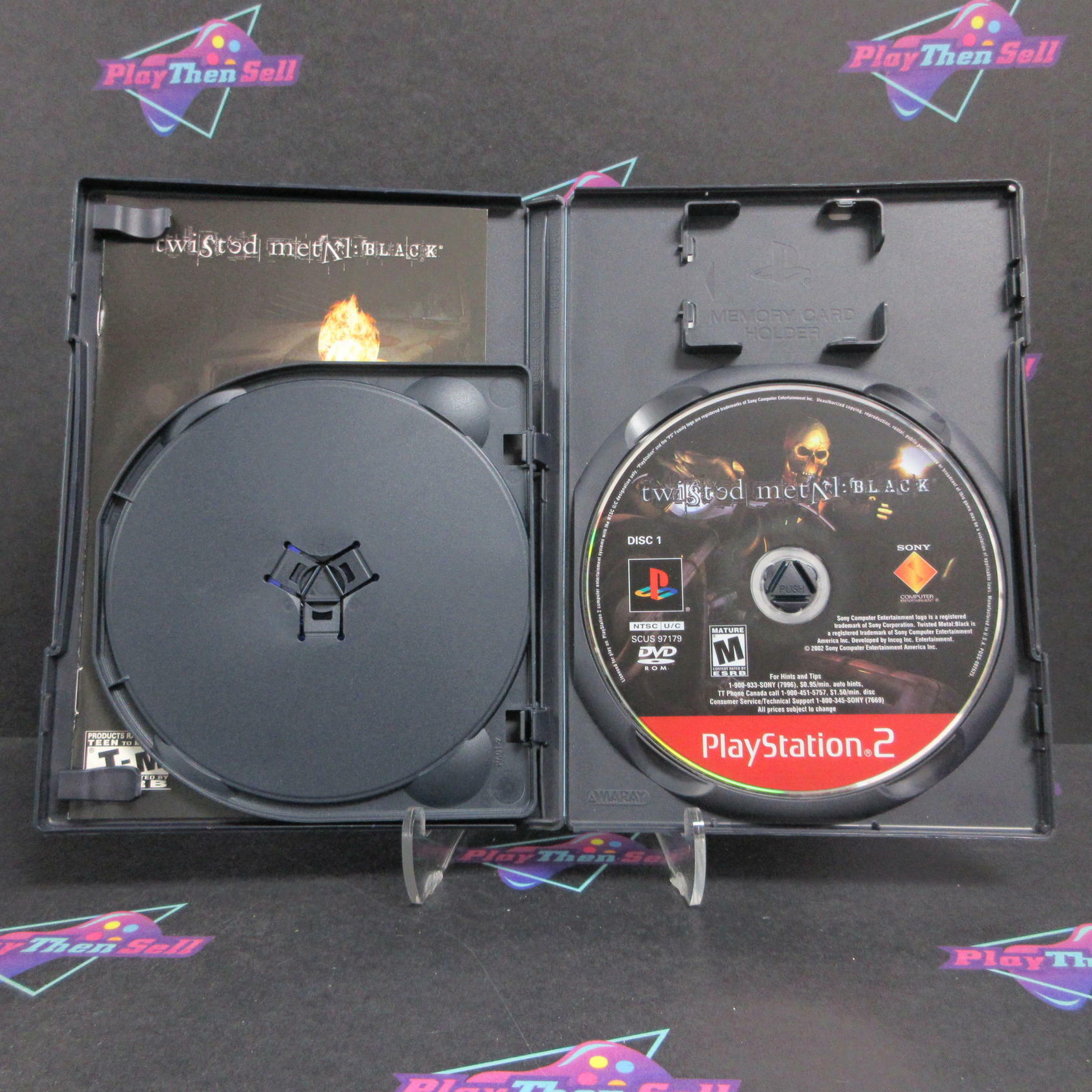 Twisted Metal Black PS2 PlayStation 2 GH AD + Reg Card / Bonus Disc Complete CIB - Very Good