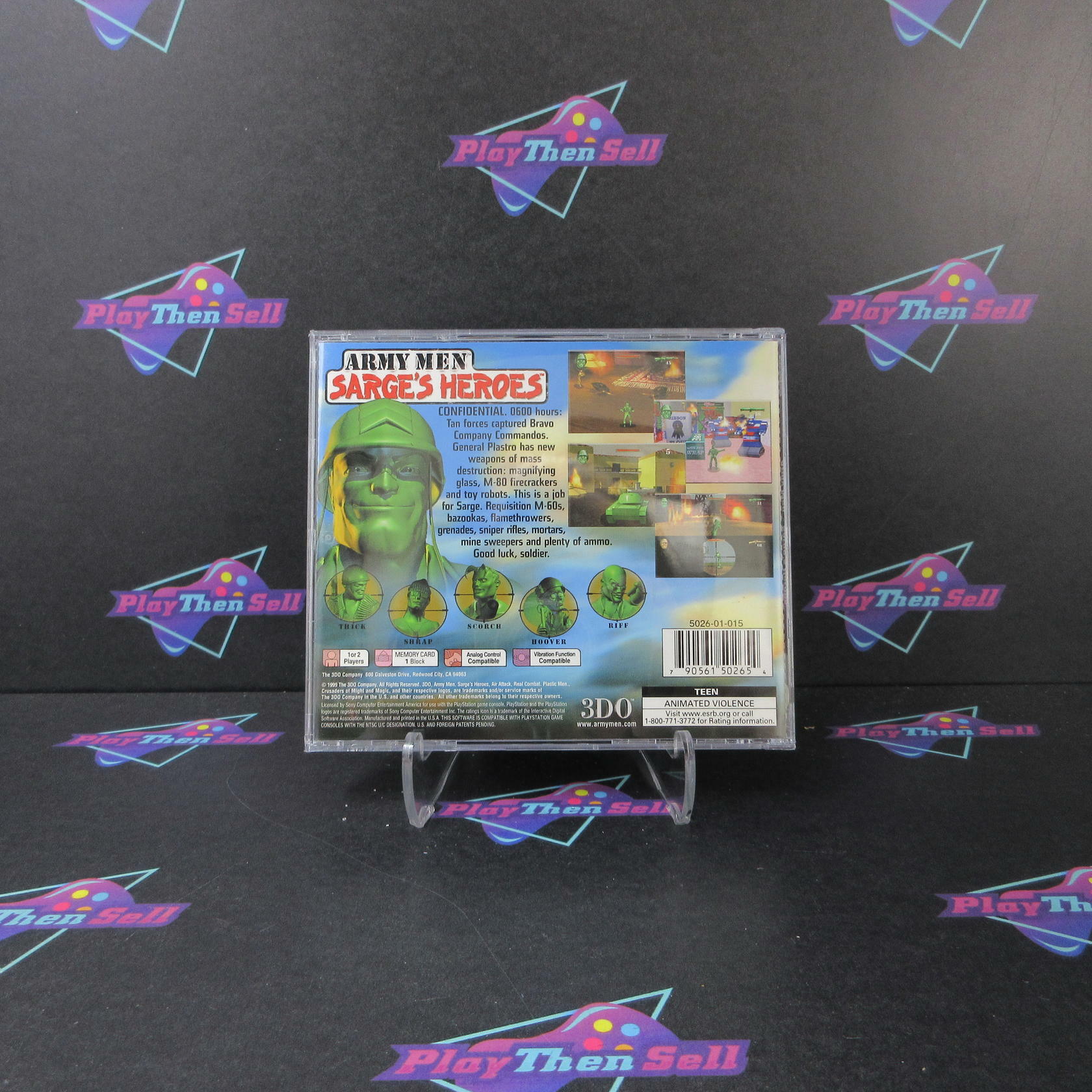 Army Men Sarges Heroes PS1 PlayStation 1 + Reg Card Complete - Excellent