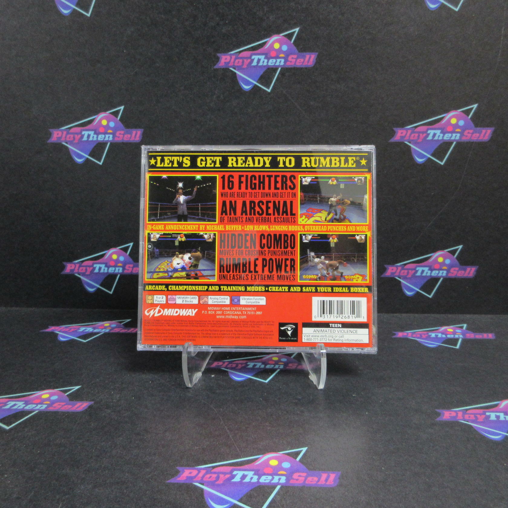 Ready 2 Rumble Boxing PS1 PlayStation 1 DD/MD + Reg Card Complete CIB - Very Good