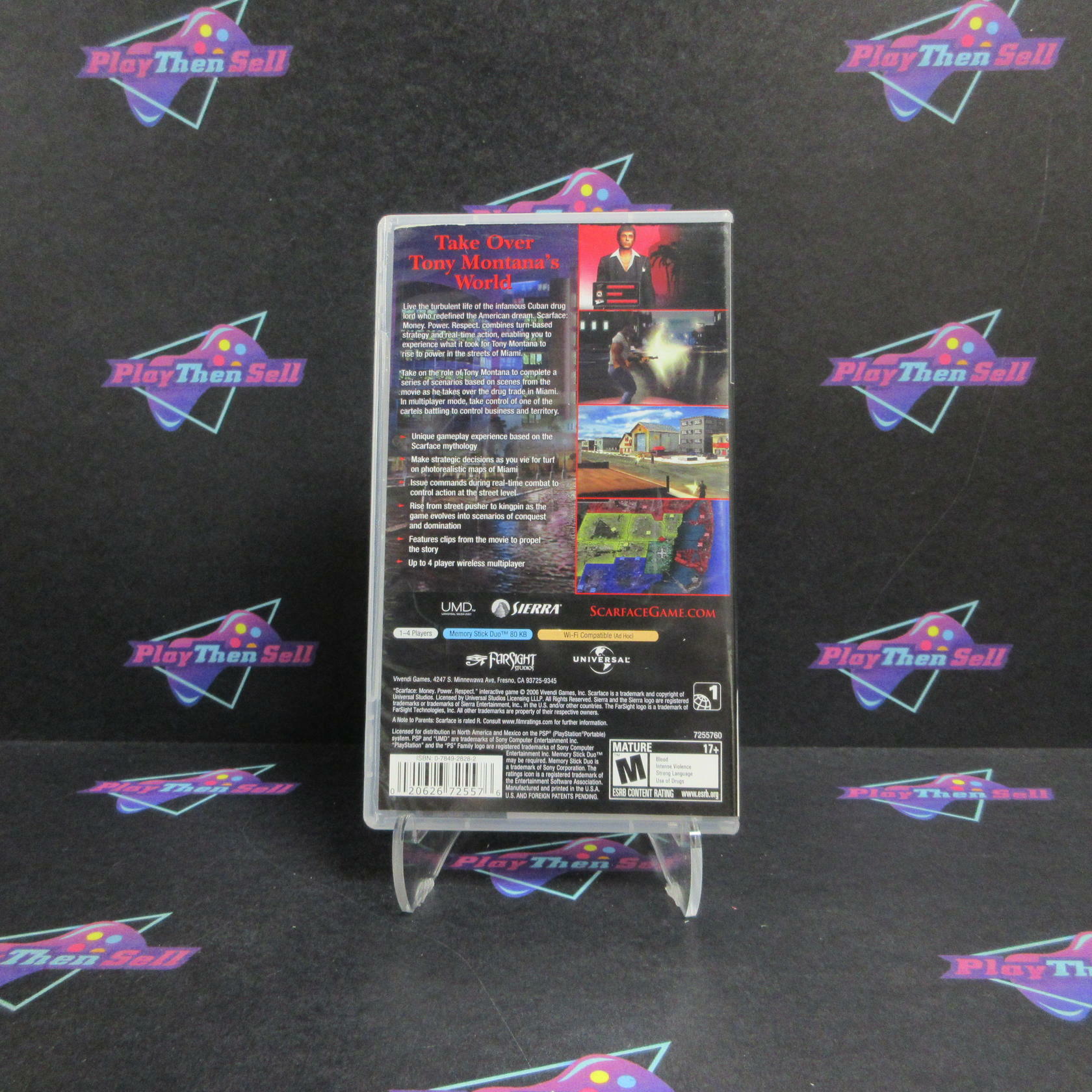 Scarface Money Power Respect Clear UMD Sony PSP AD Complete CIB - Very Good