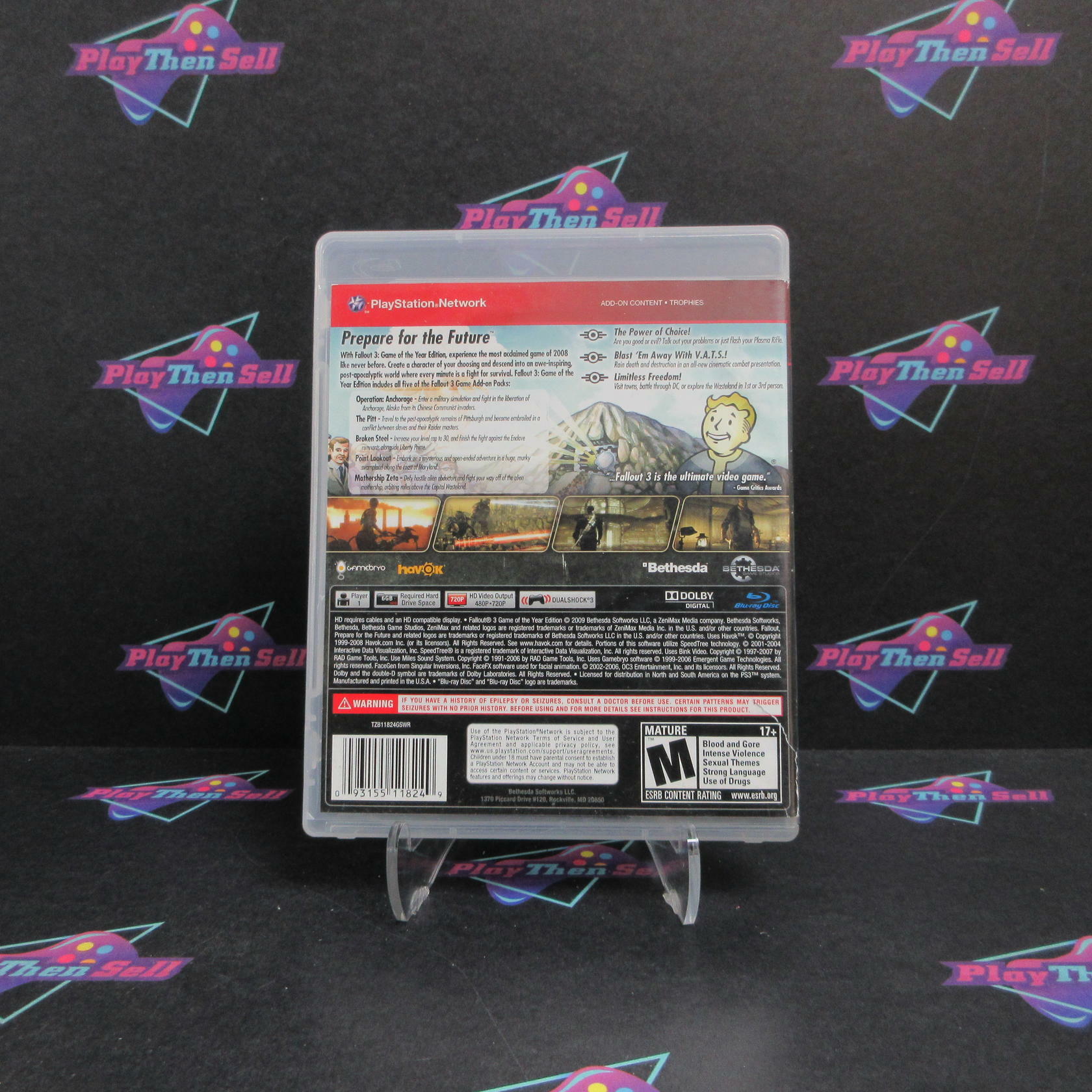 Fallout 3 GOTY GameStop Exclusive PS3 PlayStation 3 GH AD + Map Complete - Very Good