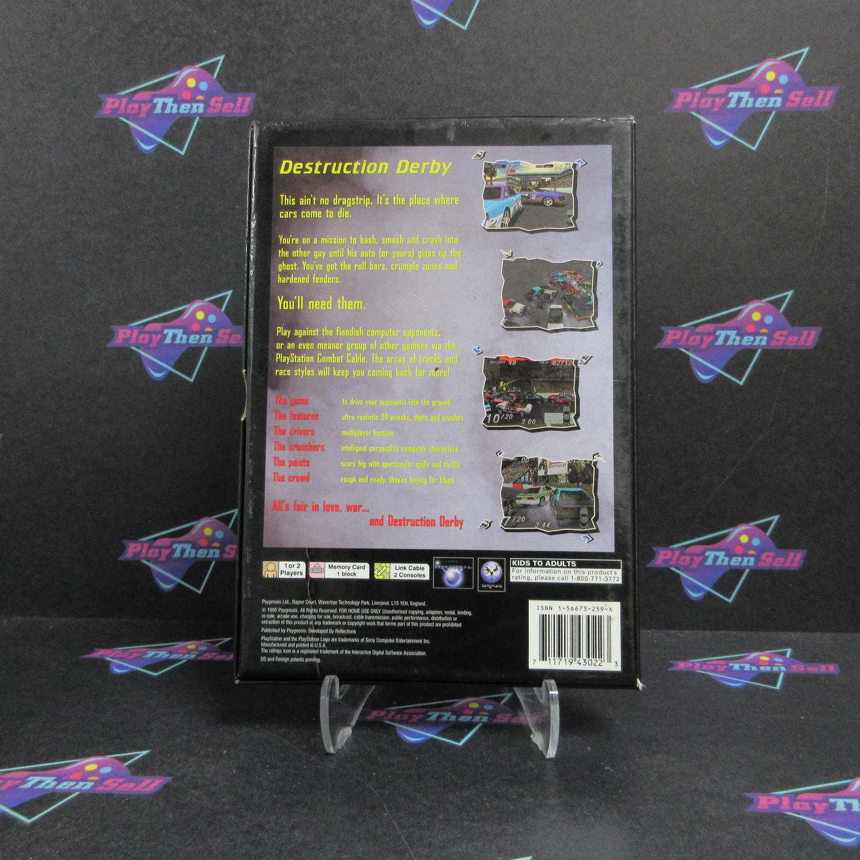 Destruction Derby Long Box PS1 PlayStation 1 + Reg Card - Like New