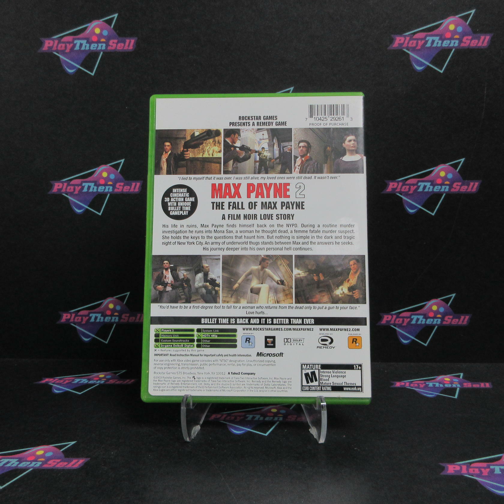 Max Payne 2 The Fall of Max Payne Xbox MD + Reg Card Complete CIB - Very Good