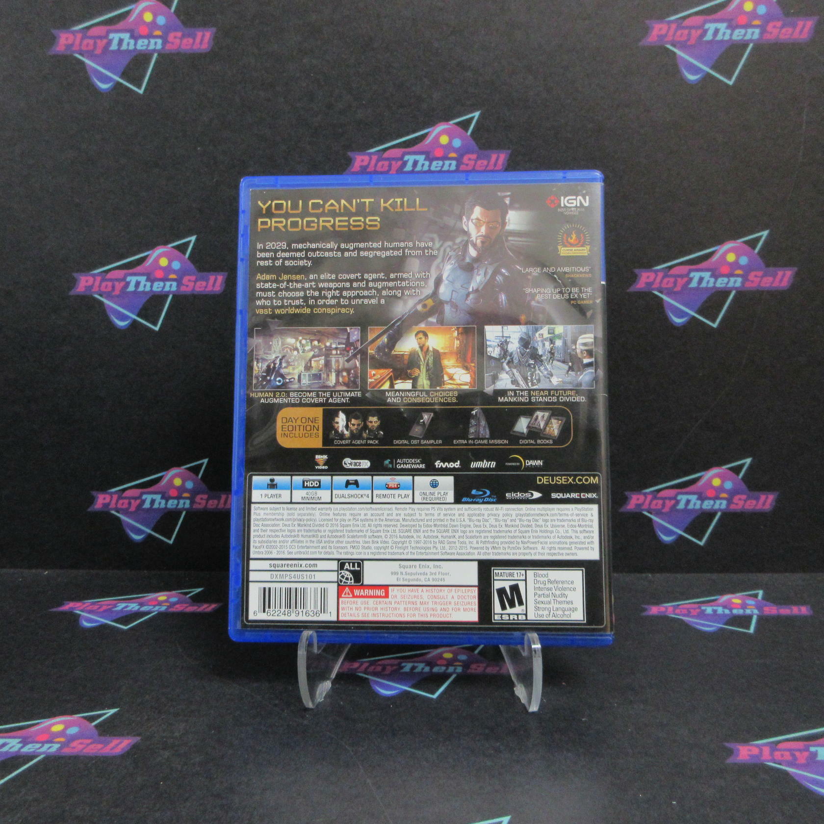 Deus Ex Mankind Divided Day One PS4 PlayStation 4 AD Complete CIB - Very Good