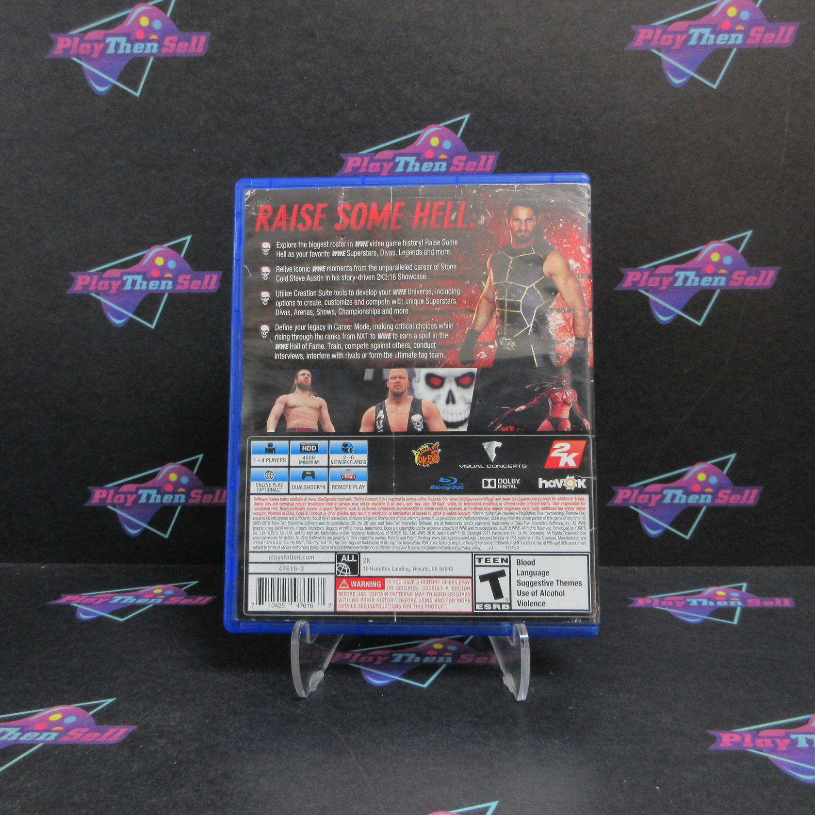 WWE 2K16 PS4 PlayStation 4 AD/DD Complete CIB - Very Good