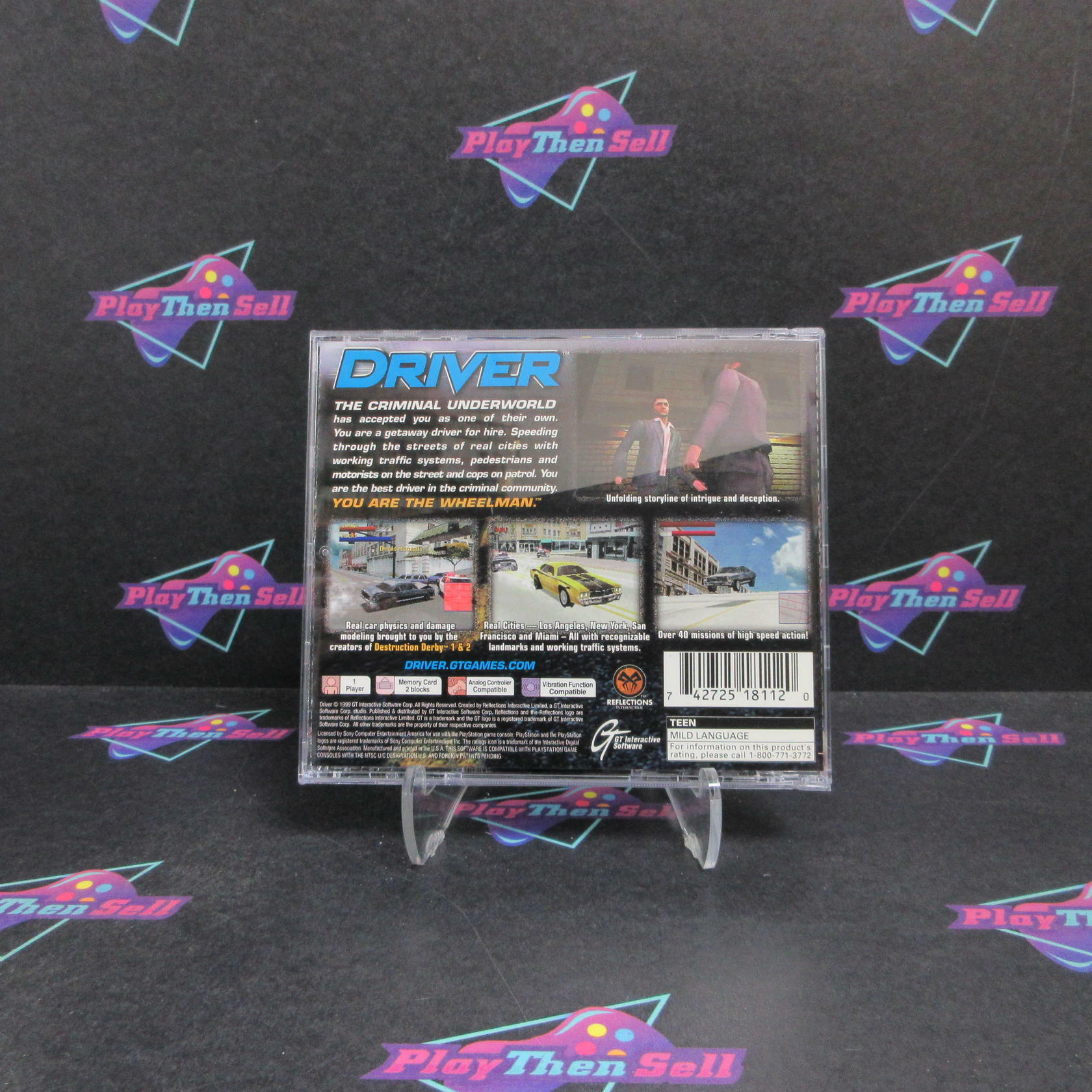 Driver PS1 PlayStation 1 + Reg Card Complete - Very Good