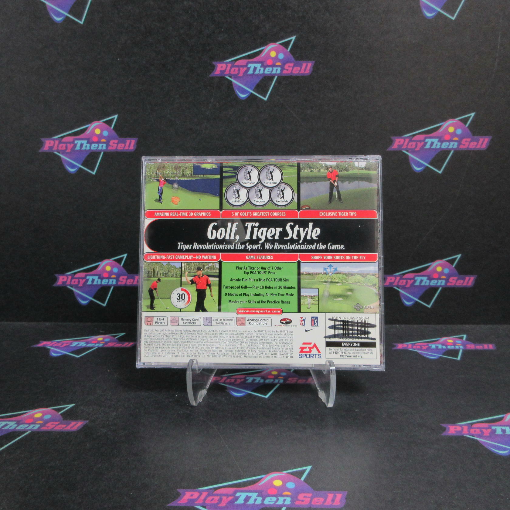 Tiger Woods 99 PGA Tour PS1 PlayStation 1 DD + Reg Card Complete - Very Good