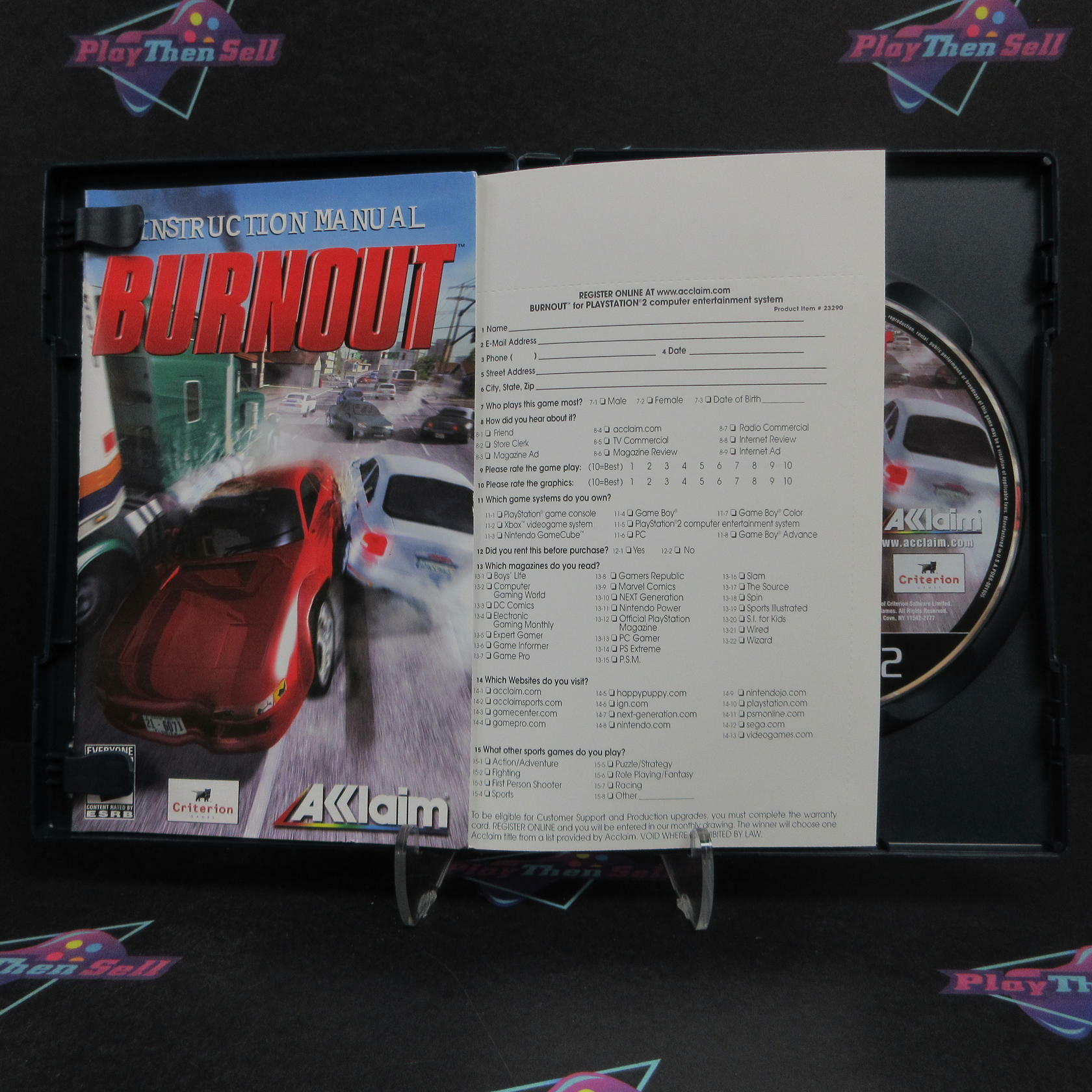 Burnout PS2 PlayStation 2 + Reg Card Complete - Refurbished