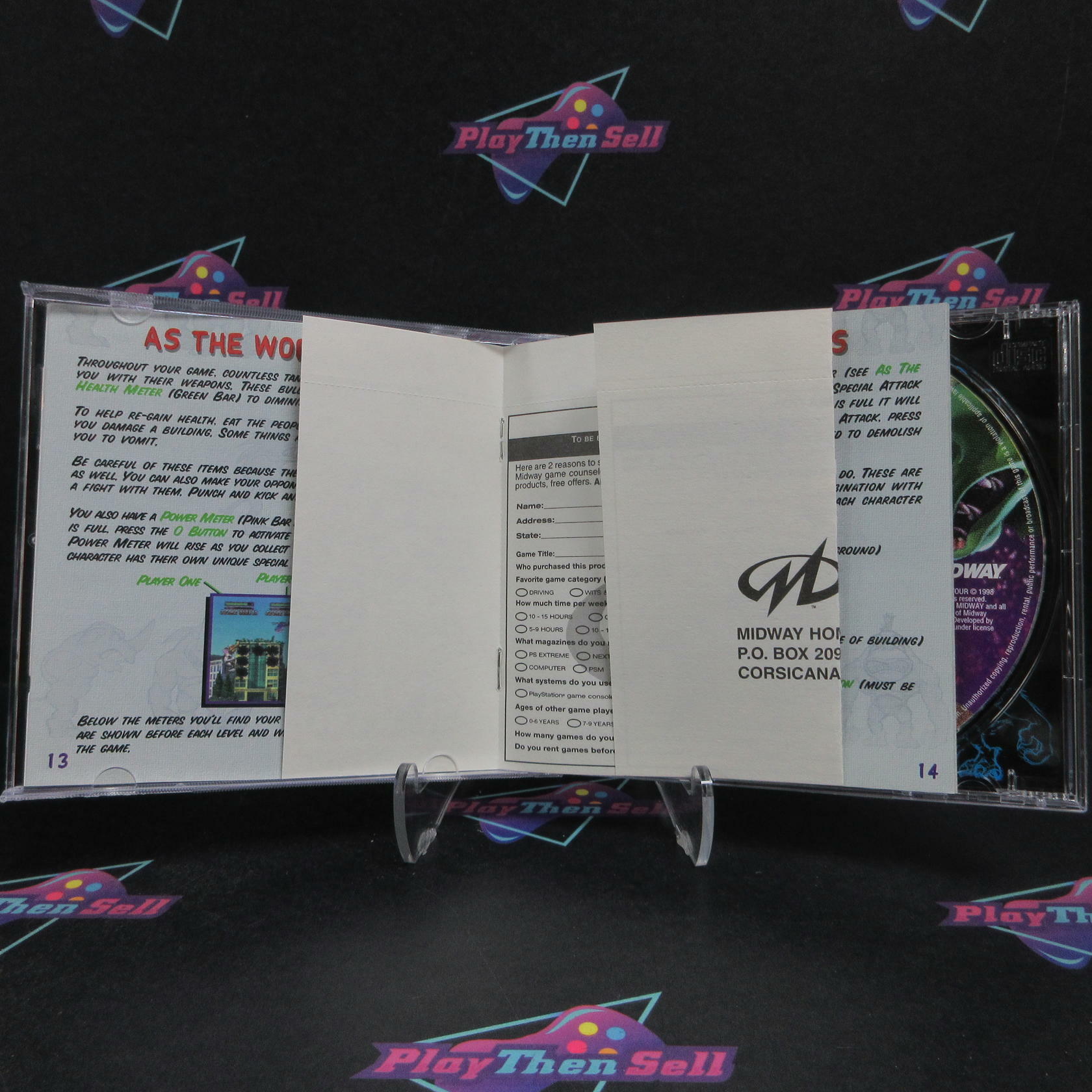 Rampage 2 Universal Tour PS1 PlayStation 1 + Reg Card Complete - Refurbished