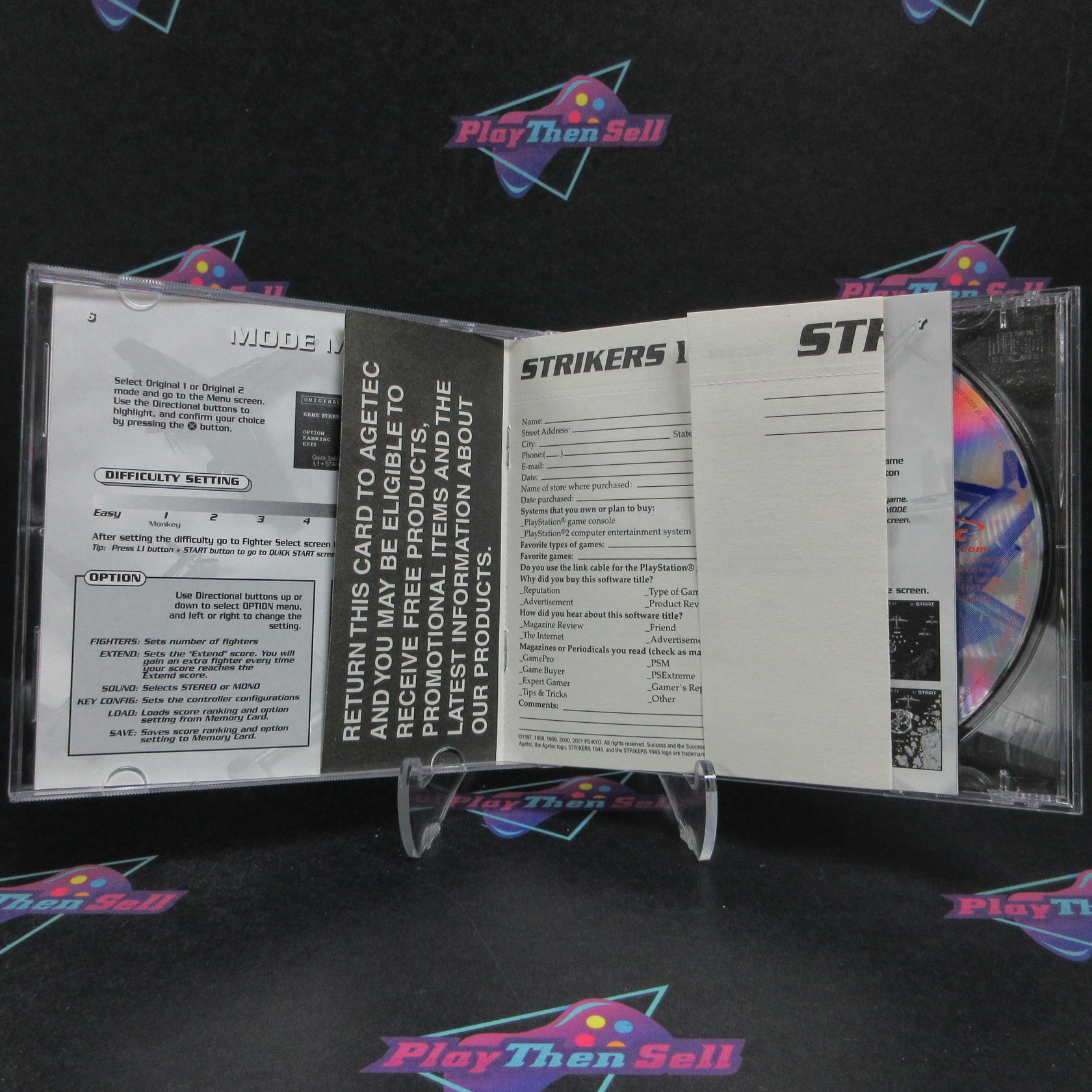 Striker 1945 PS1 PlayStation 1 + Reg Card Complete - Refurbished