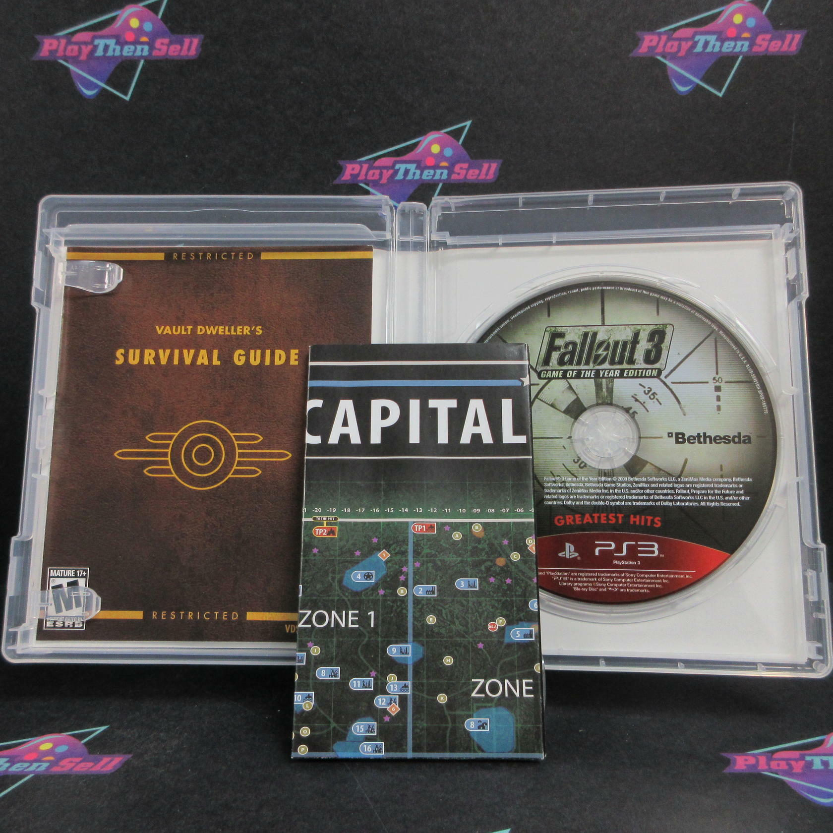 Fallout 3 GOTY GameStop Exclusive PS3 PlayStation 3 GH+ Map Complete - Excellent
