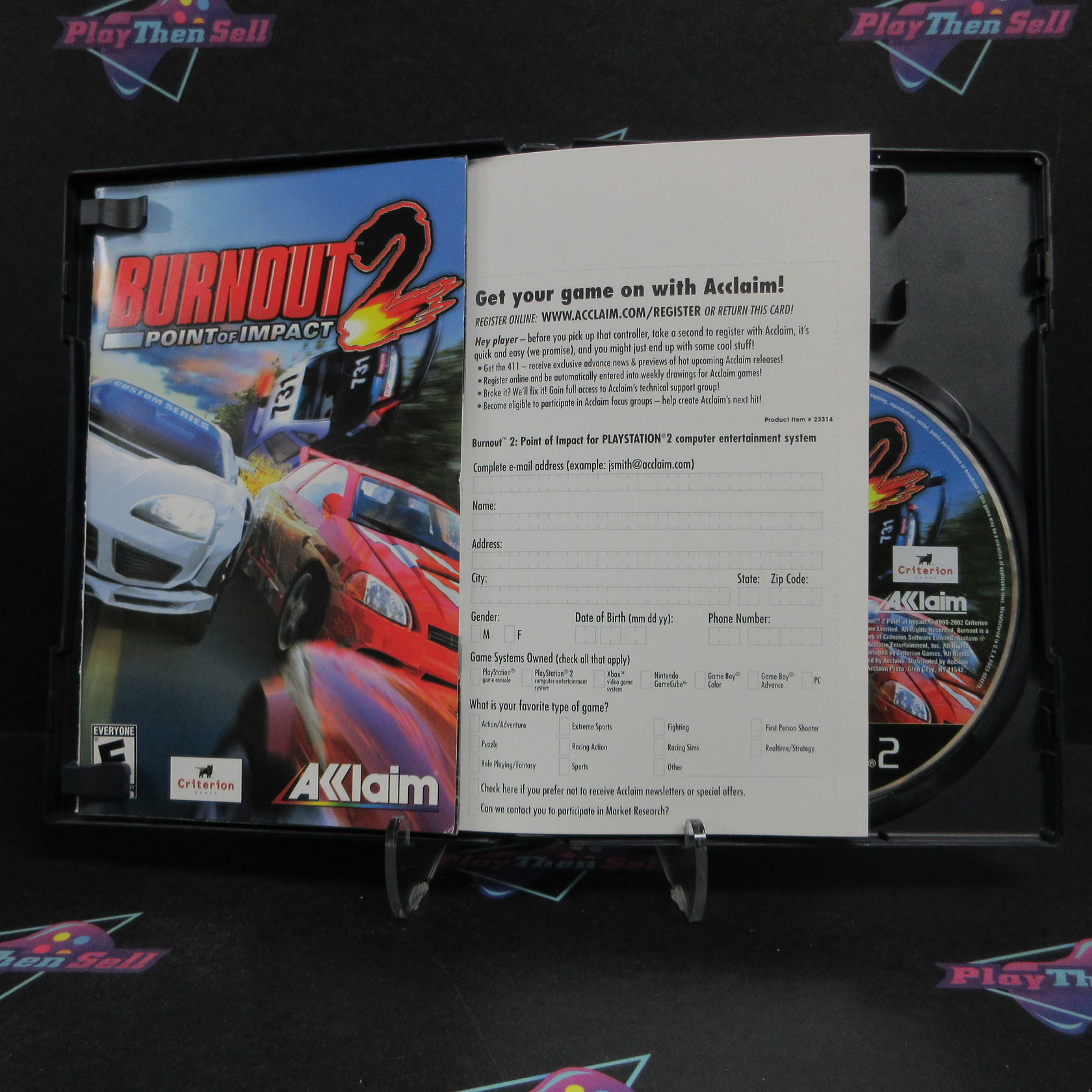 Burnout 2 Point of Impact PS2 PlayStation 2 + Reg Card Complete - Very Good