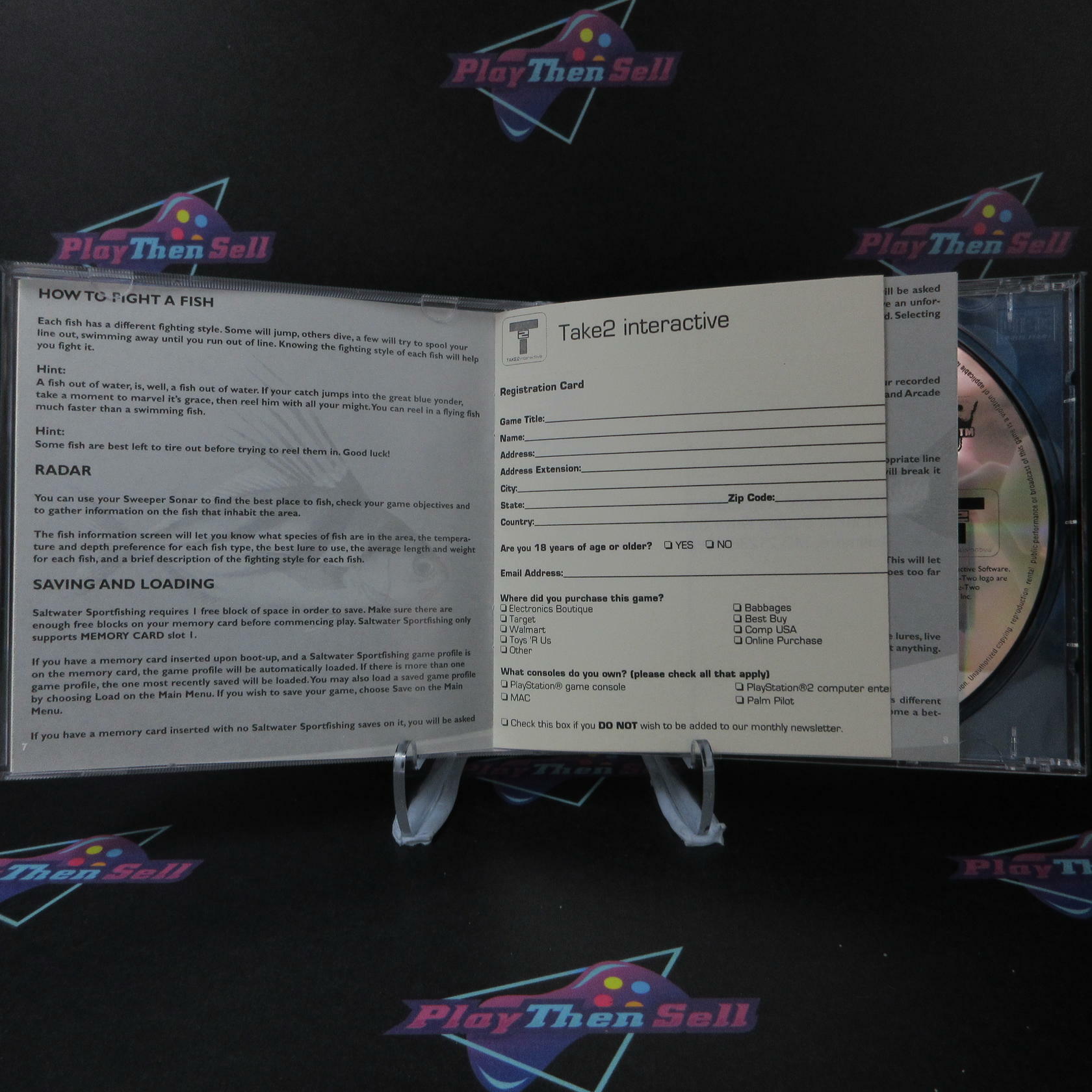 Saltwater Sport Fishing PS1 PlayStation 1 + Reg Card Complete - Refurbished