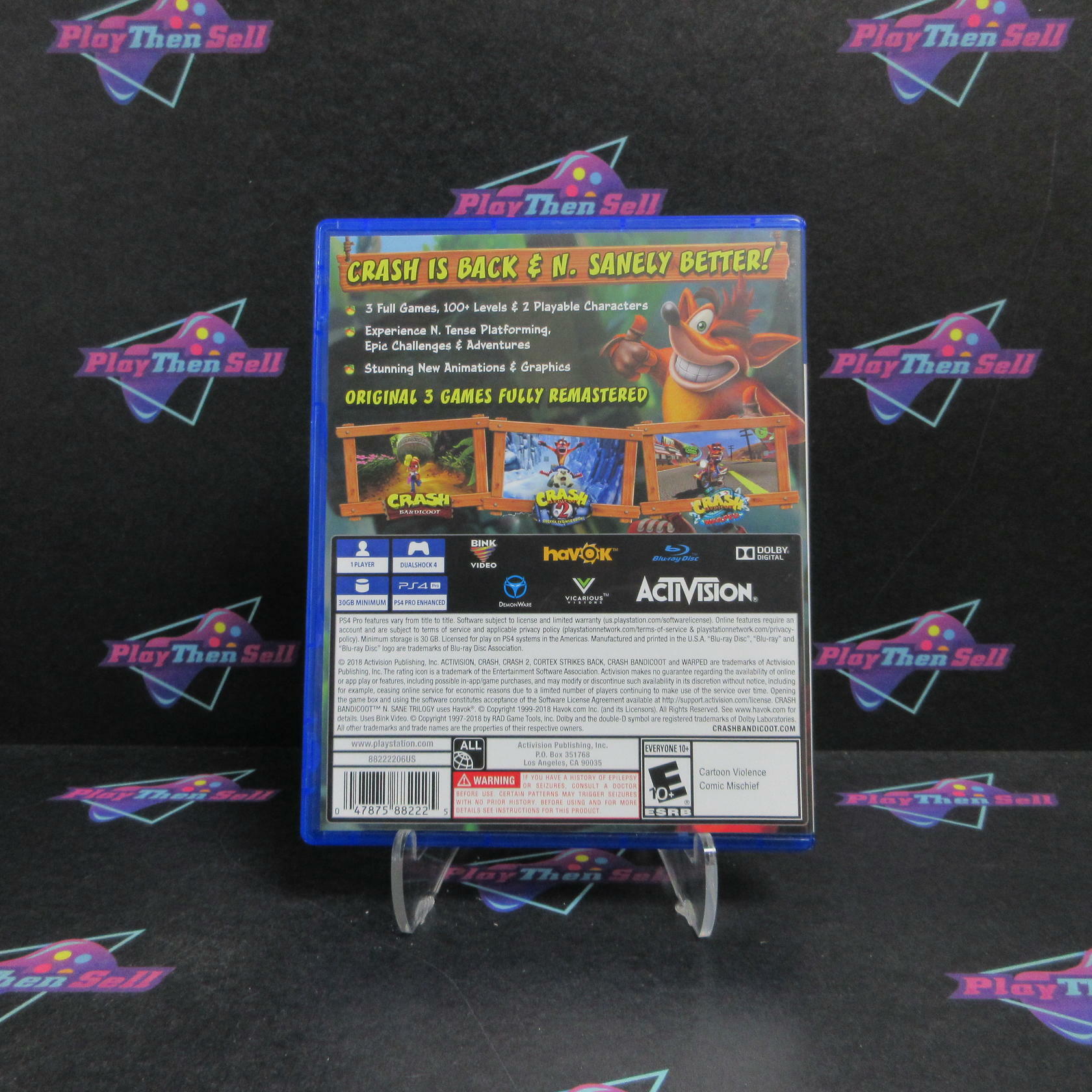 Crash Bandicoot N Sane Trilogy PS4 PlayStation 4 Complete - Very Good