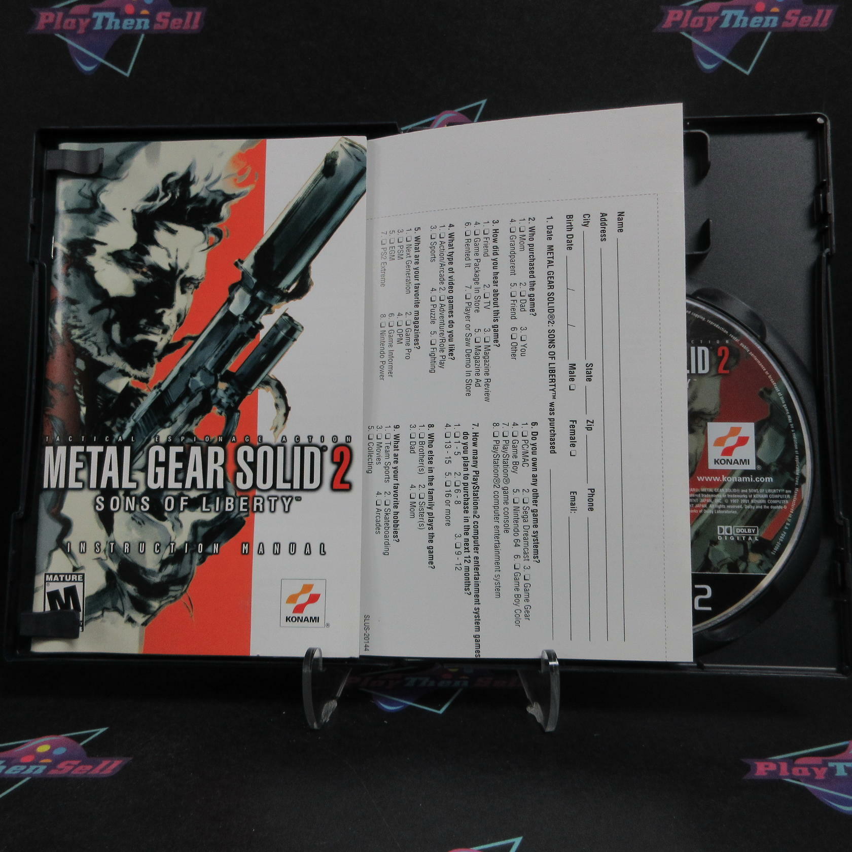 Metal Gear Solid 2 Sons of Liberty PS2 PlayStation 2 + Reg Card CIB - Very Good