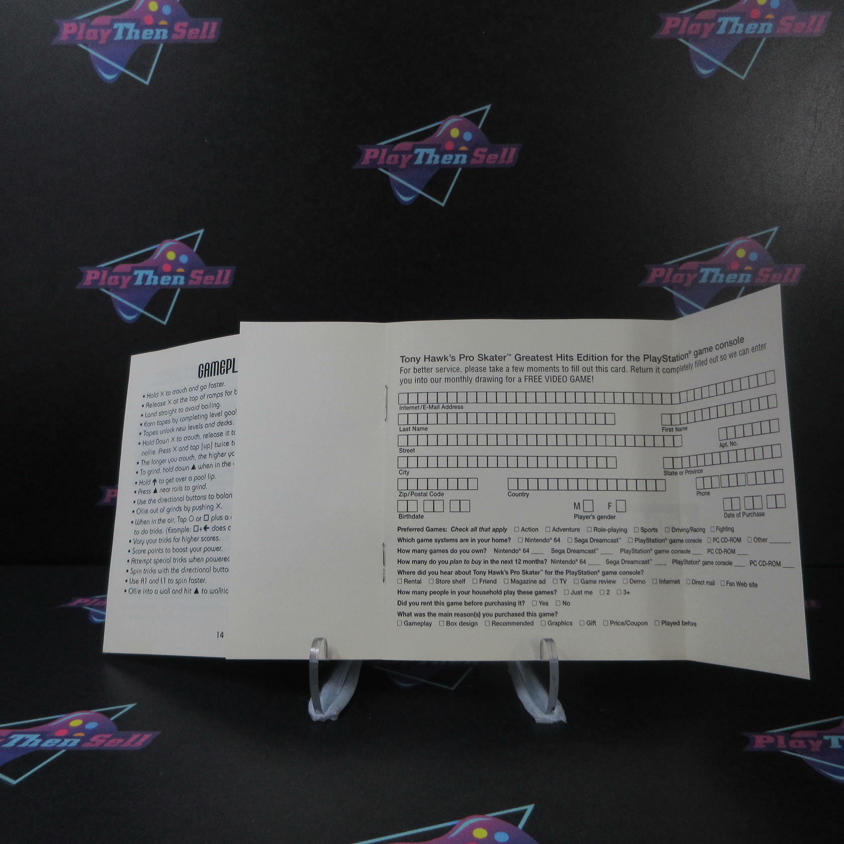 Tony Hawk's Pro Skater PS1 PlayStation 1 GH + Reg Card Complete - Very Good