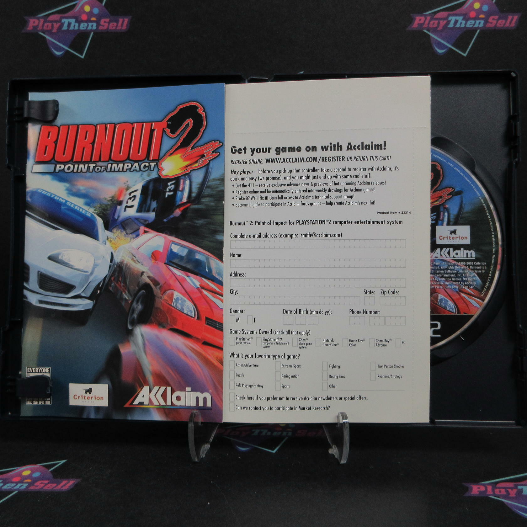 Burnout 2 Point of Impact PS2 PlayStation 2 + Reg Card Complete - Excellent