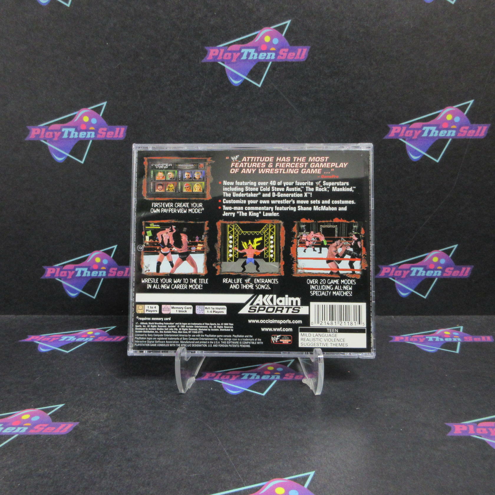 WWF Attitude PS1 PlayStation 1 + Reg Card Complete - Refurbished