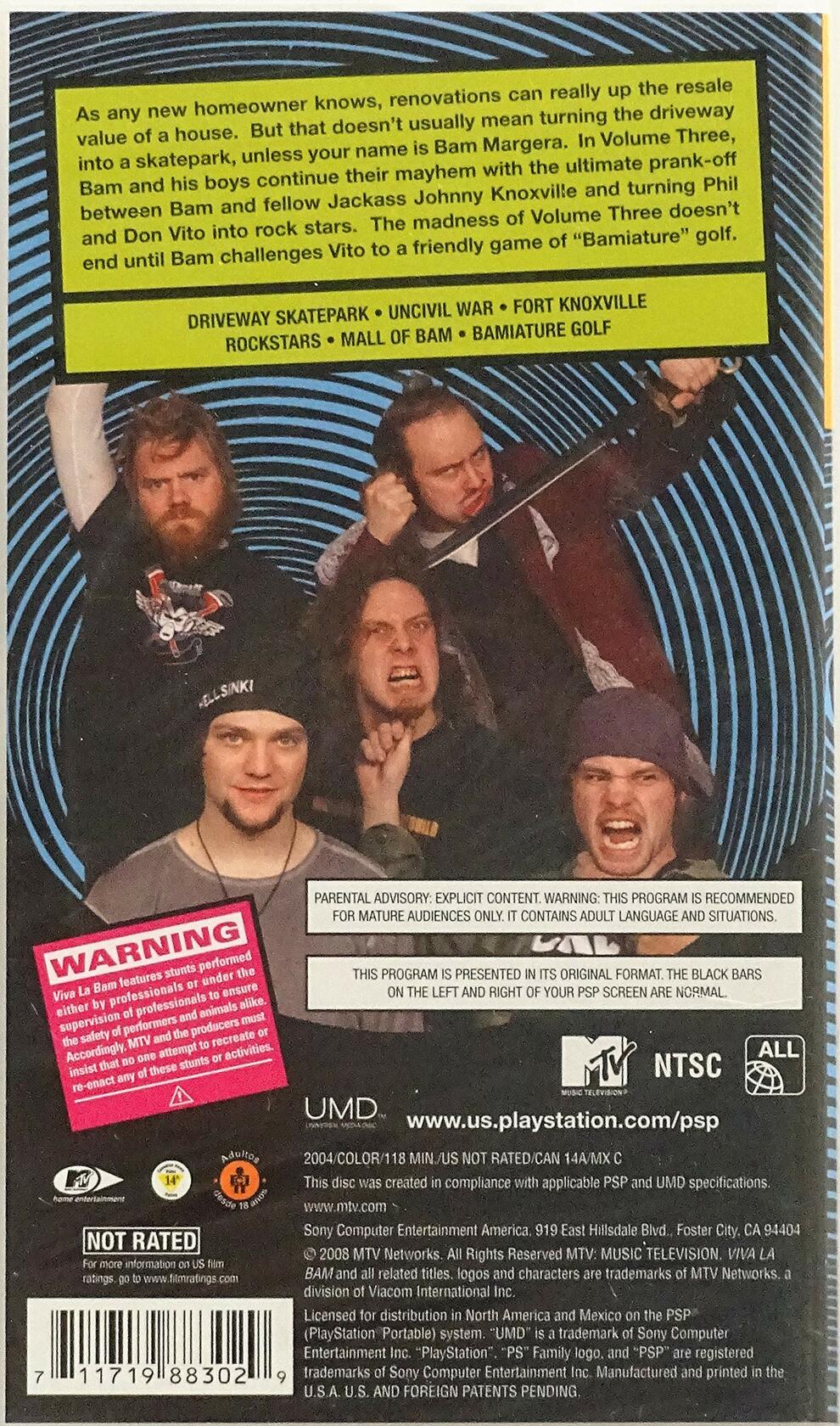 Viva La Bam Vol 3 Sony PSP UMD - Like New