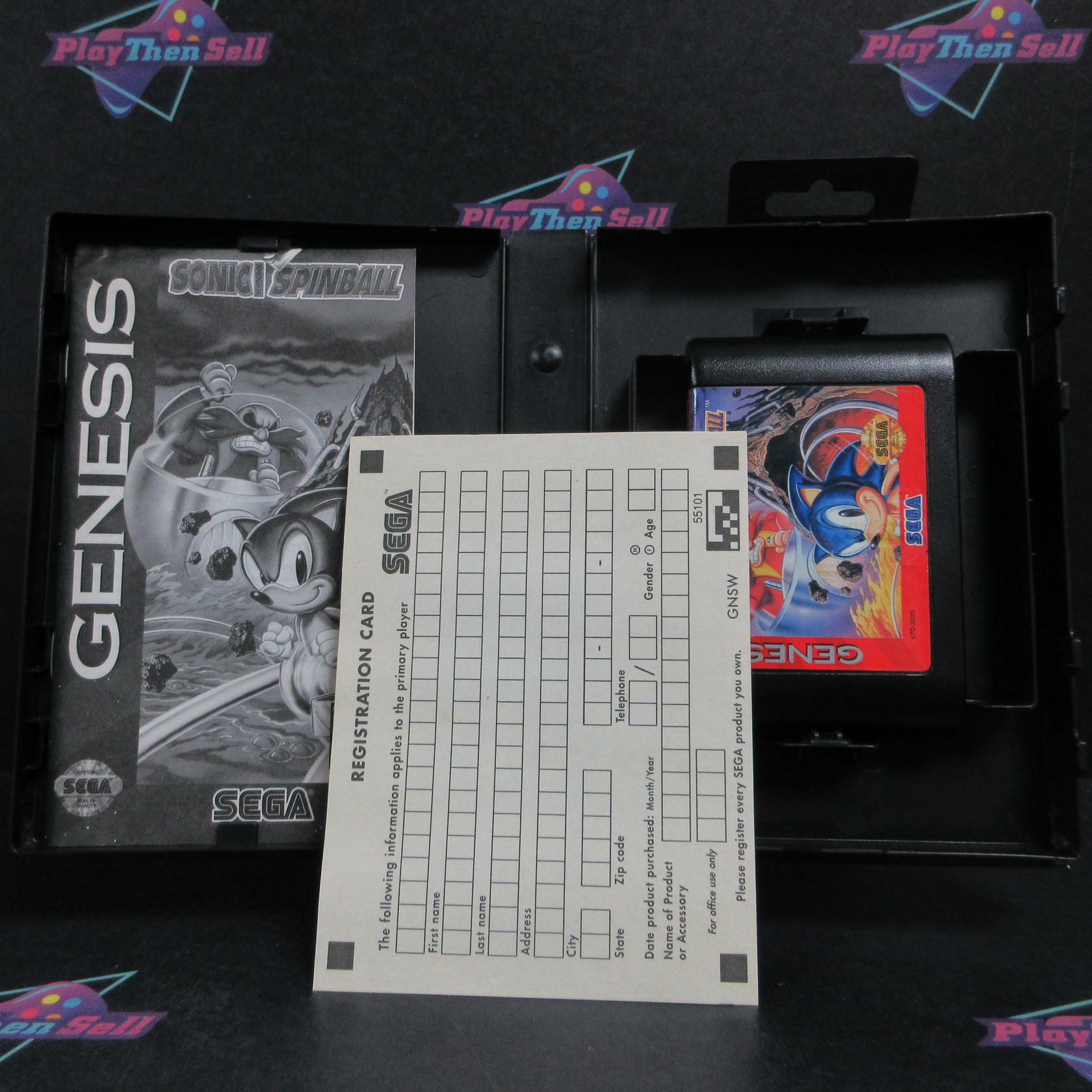 Sonic the Hedgehog Spinball Sega Genesis + Reg Card Complete - Refurbished