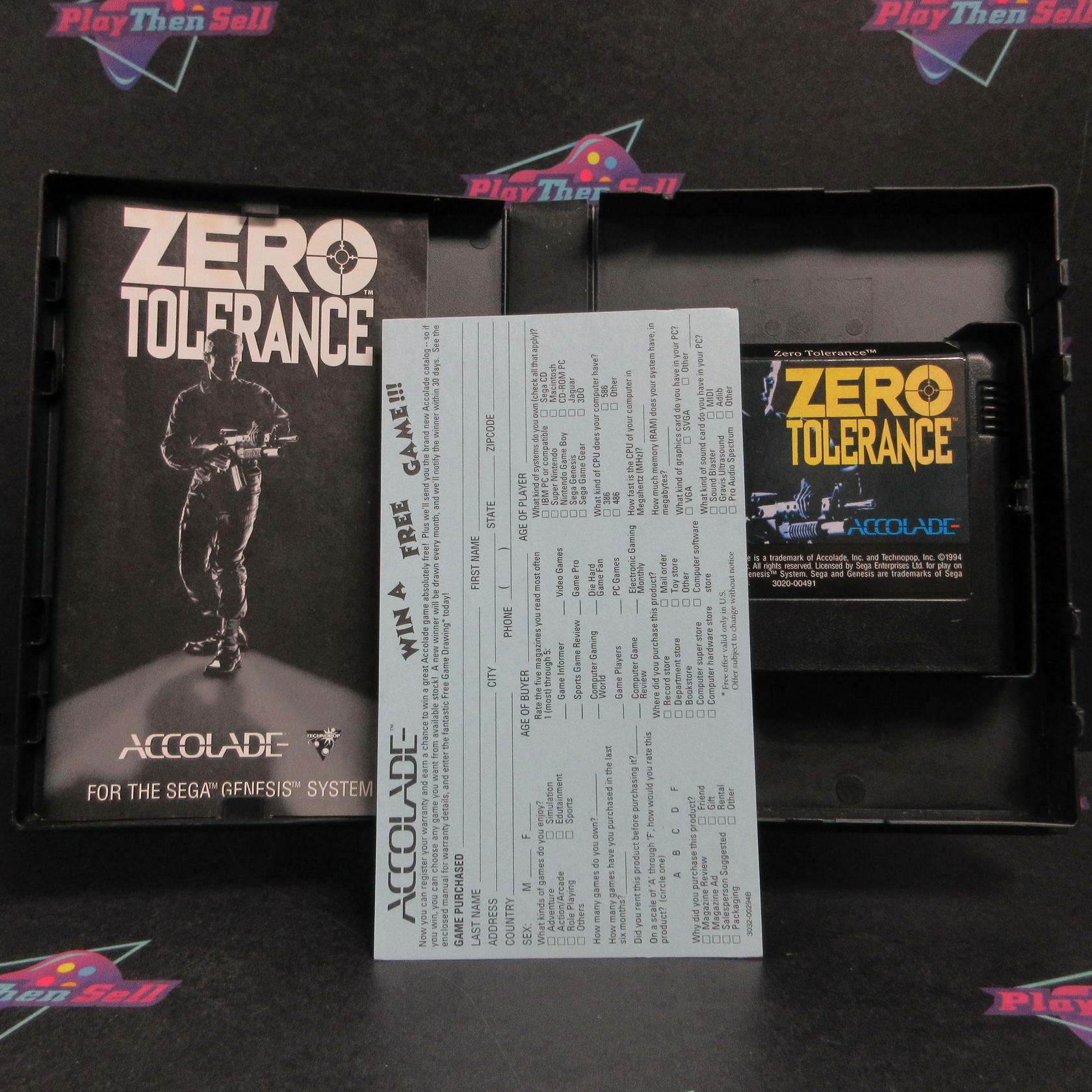 Zero Tolerance Sega Genesis + Reg Card Complete - Very Good