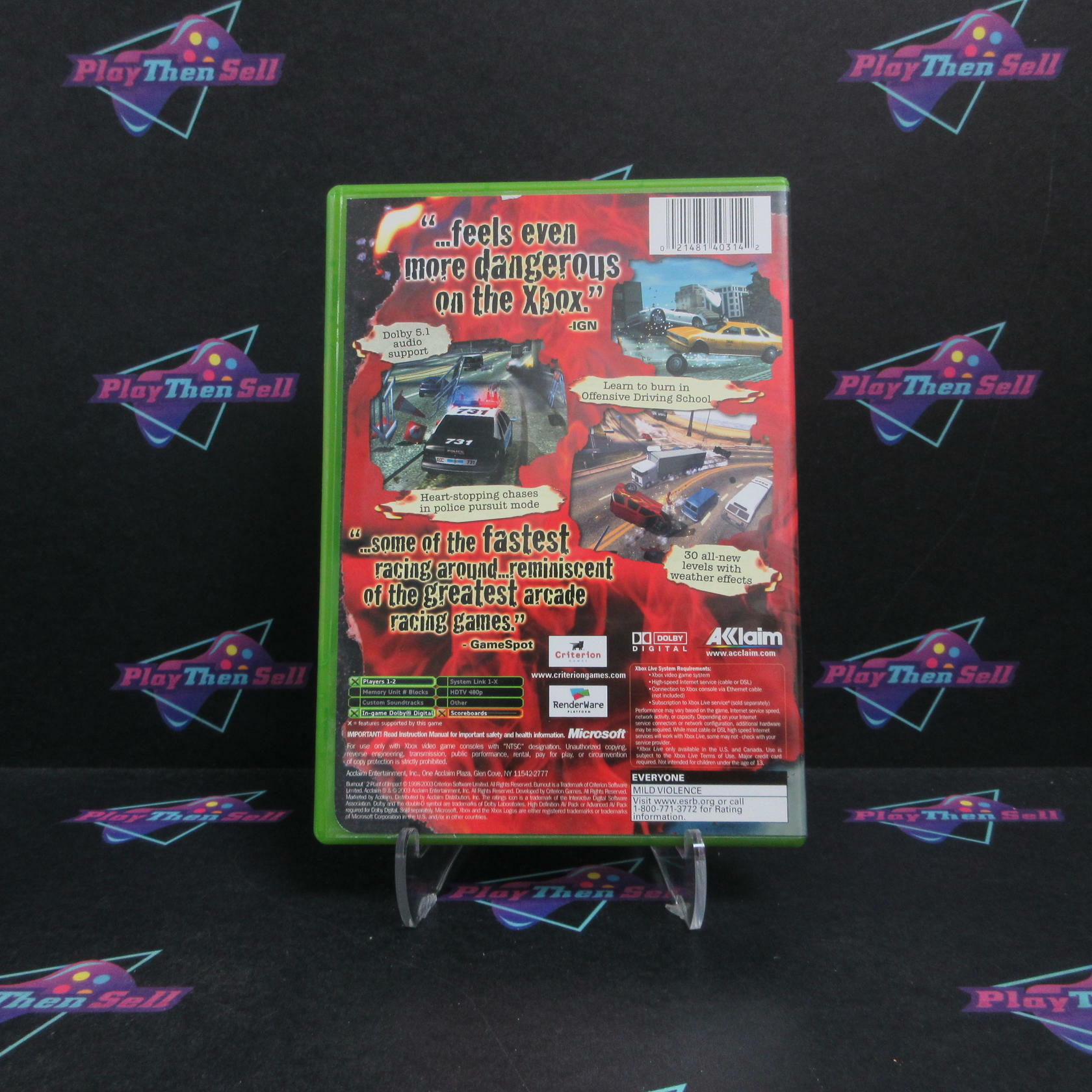 Burnout 2 Point of Impact Developer's Cut Xbox + Reg Card Complete - Refurbished