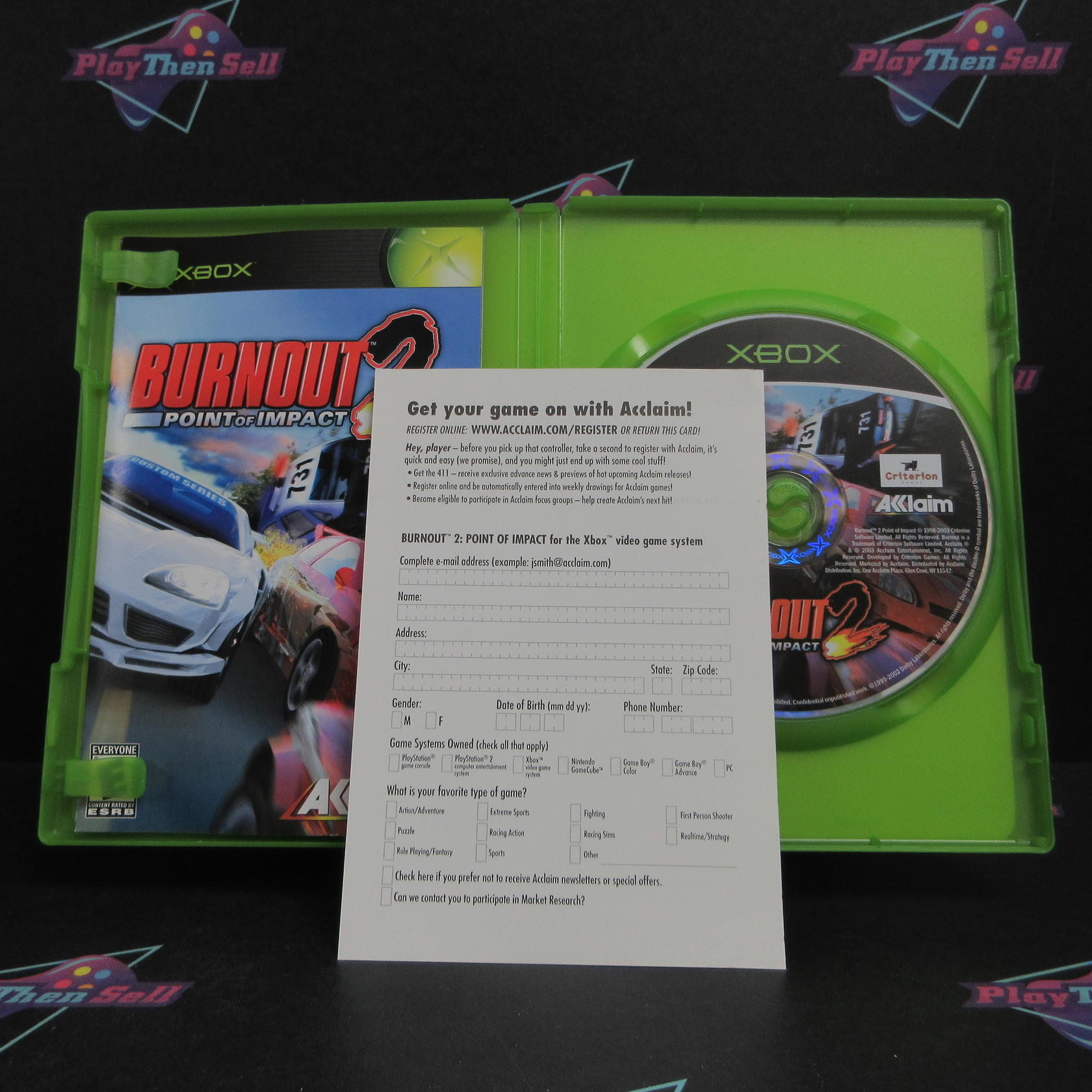 Burnout 2 Point of Impact Developer's Cut Xbox + Reg Card Complete - Refurbished