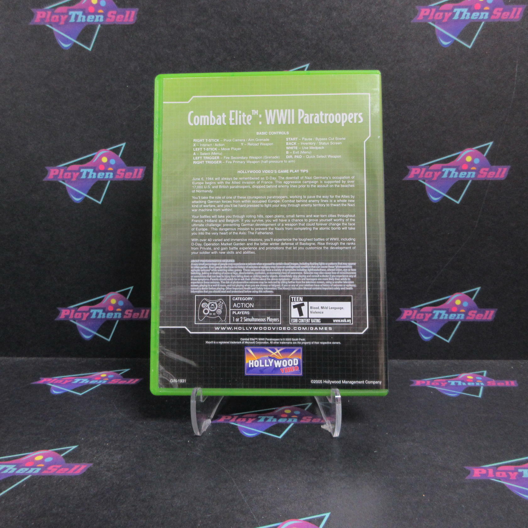 Combat Elite WWII Paratroopers Xbox Rental Art - Very Good