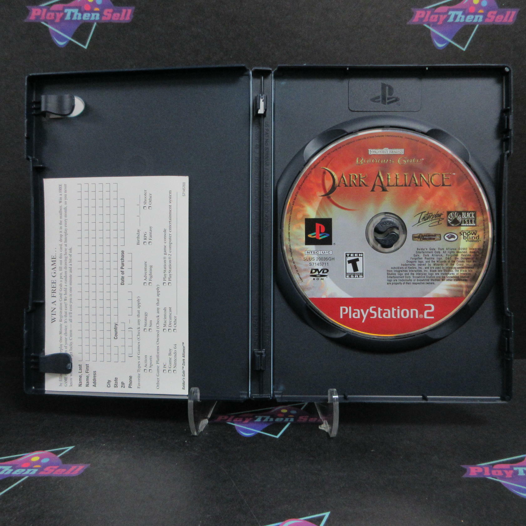 Baldur's Gate Dark Alliance PS2 PlayStation 2 GH + Reg Card - Very Good