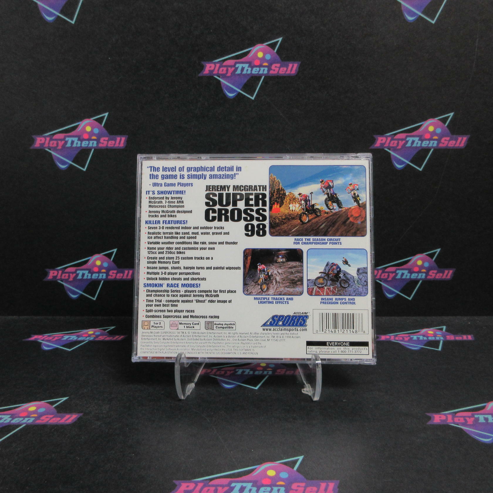 Jeremy Mcgrath Supercross 98 PS1 PlayStation 1 + Reg Card Complete - Very Good