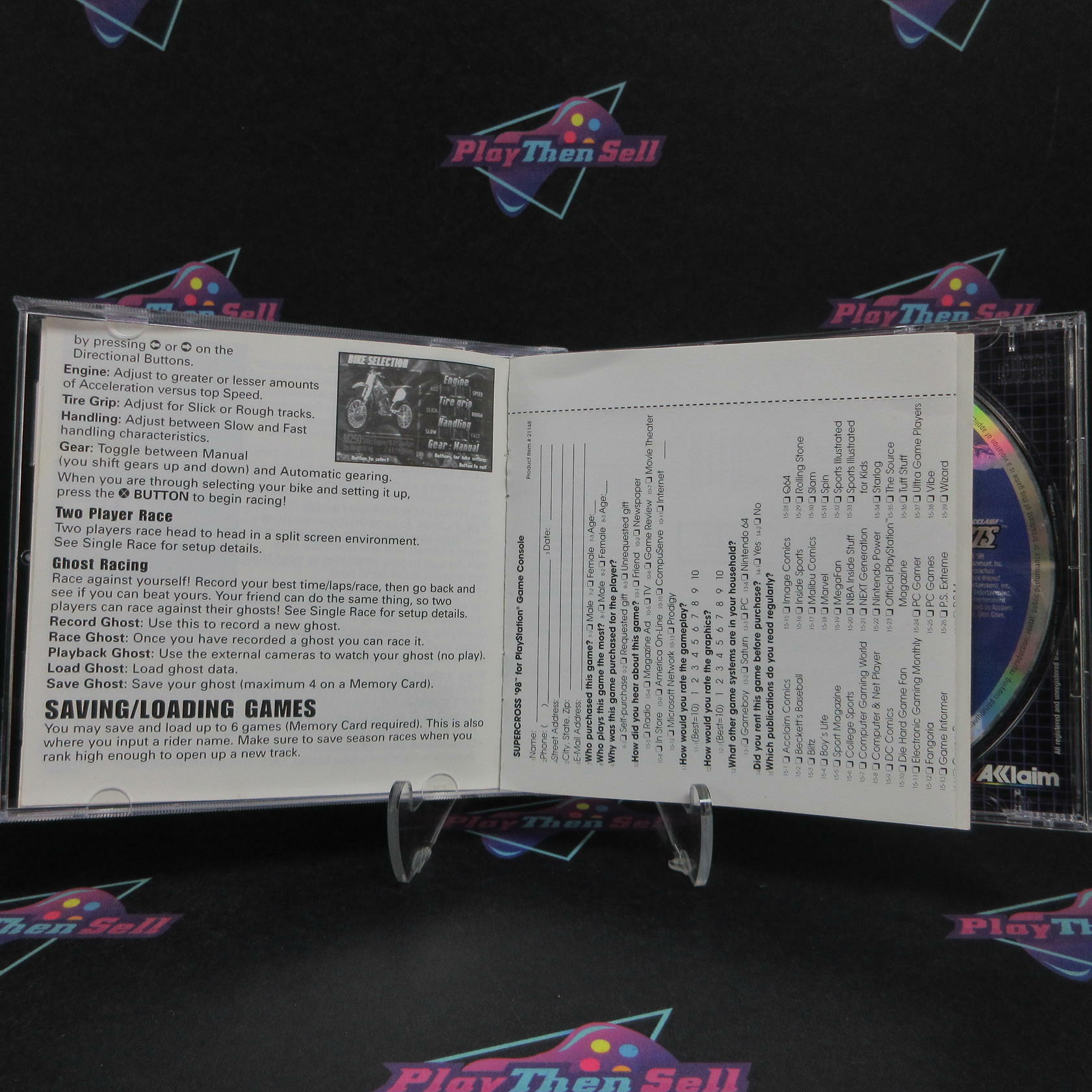 Jeremy Mcgrath Supercross 98 PS1 PlayStation 1 + Reg Card Complete - Very Good