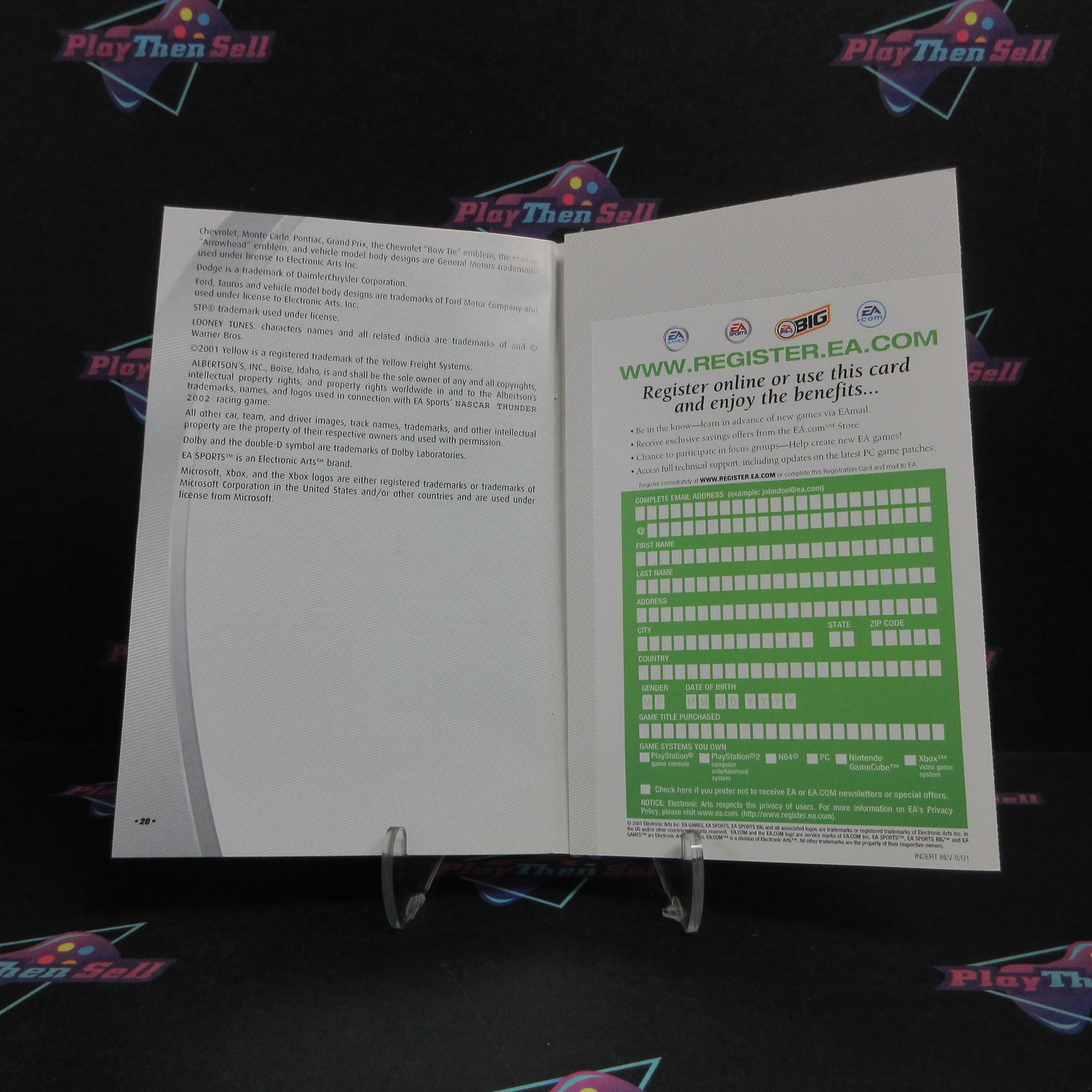 NASCAR Thunder 2002 Xbox + Reg Card Complete - Very Good