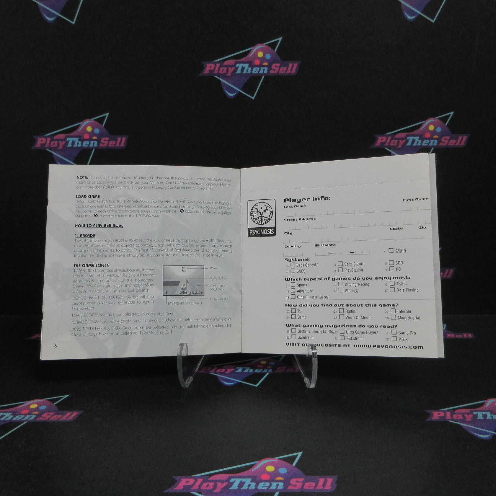 Roll Away PS1 PlayStation 1 + Reg Card Complete - Refurbished