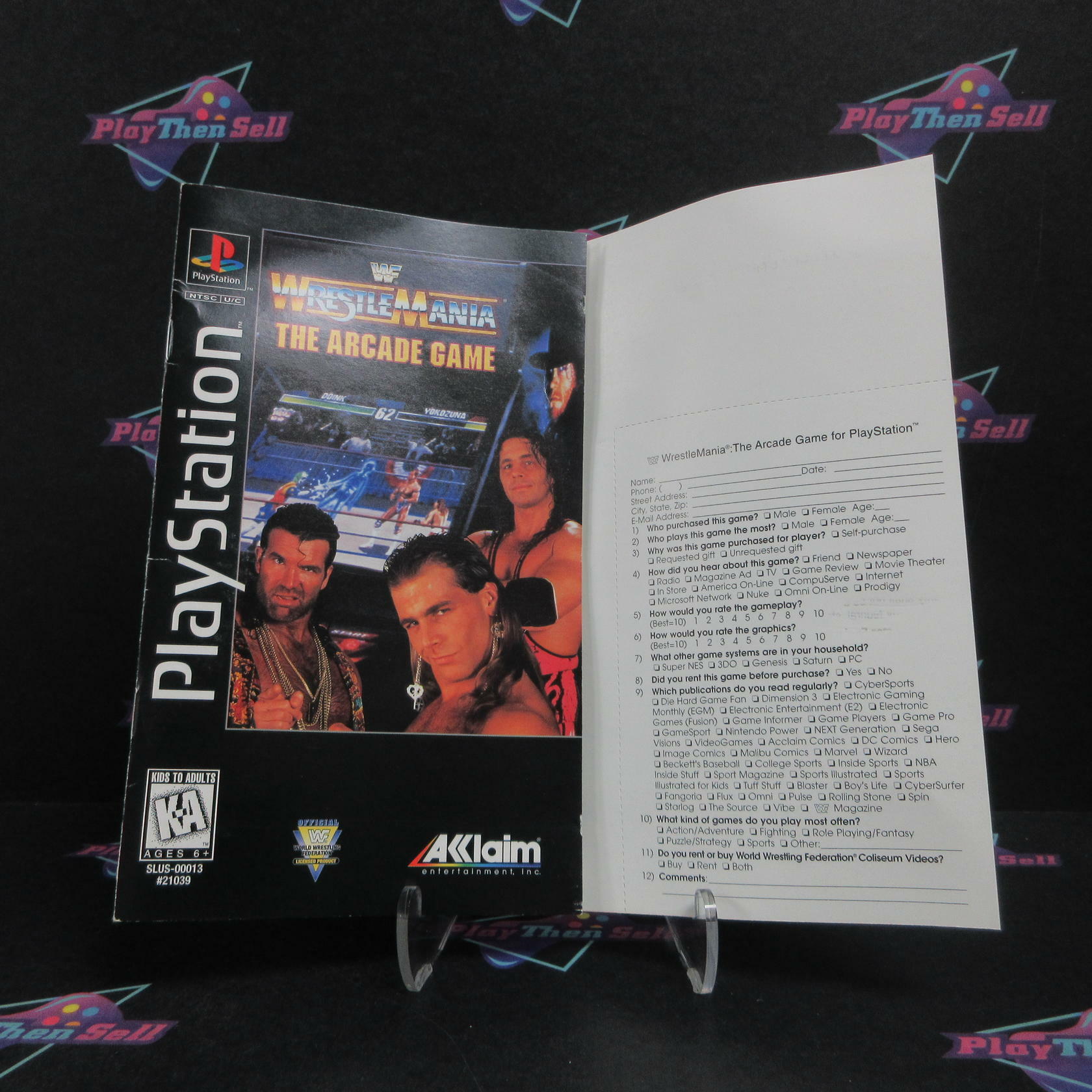 WWF Wrestlemania The Arcade Game Long Box PS1 + Reg Card Complete - Very Good