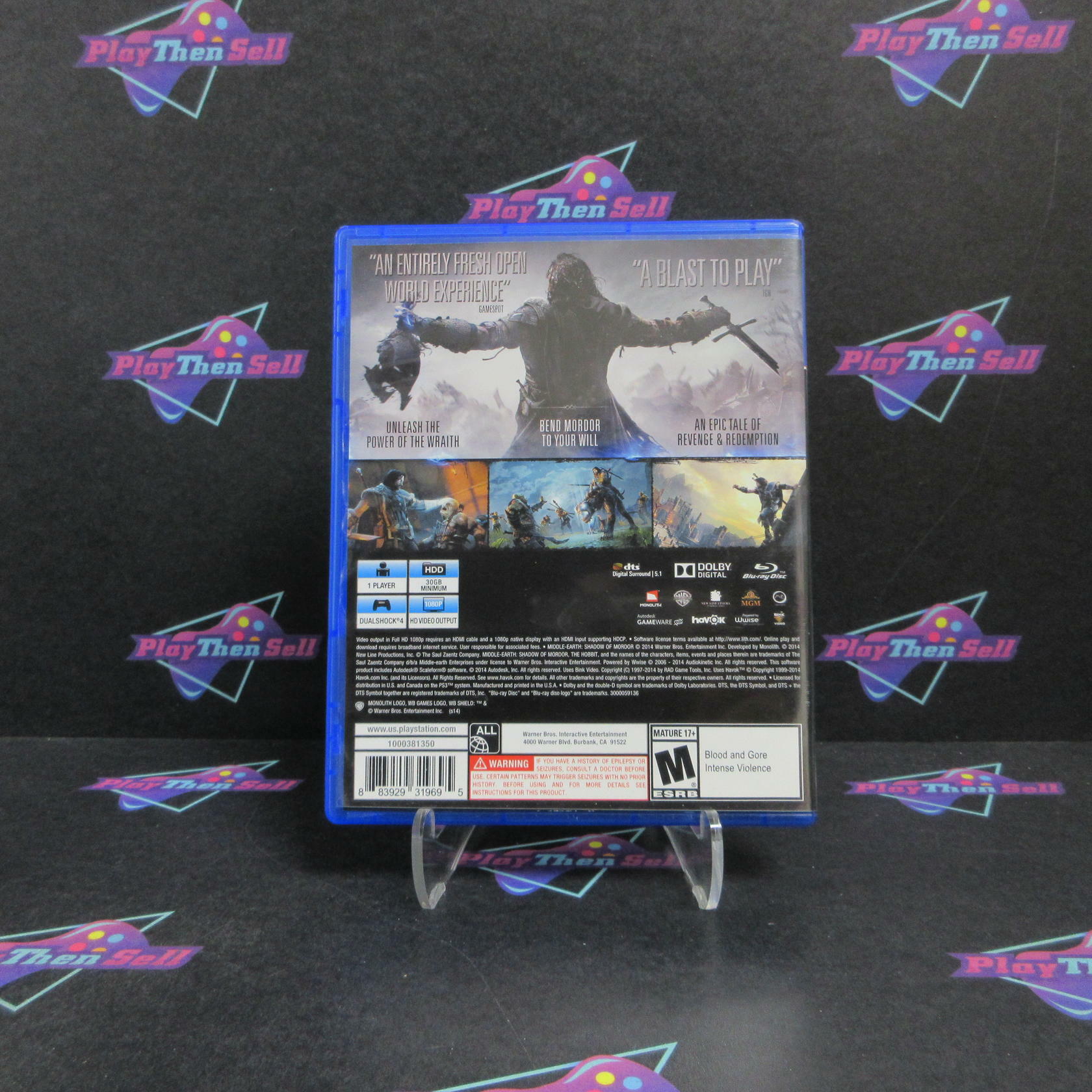 Middle Earth Shadow of Mordor PS4 PlayStation 4 Complete - Very Good