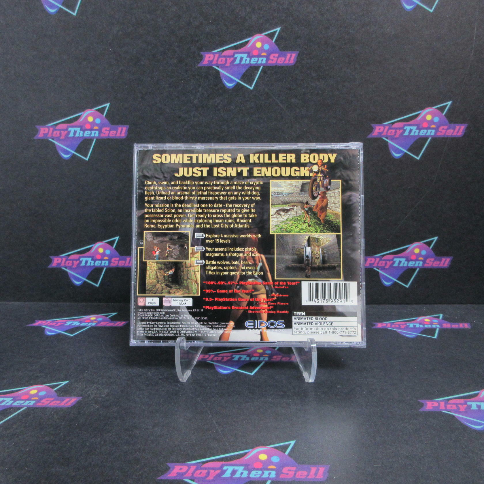 Tomb Raider PS1 PlayStation 1 + Reg Card Complete - Very Good