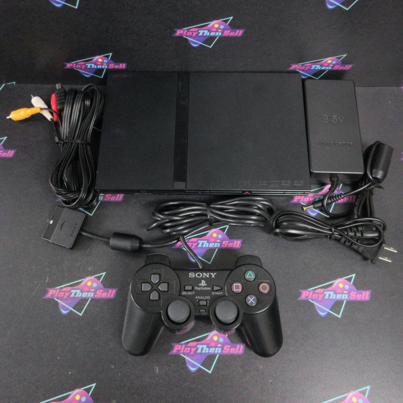 Refurbished - Sony PlayStation 2 Slim Black PS2 Console + OEM Dualshock VG - Refurbished