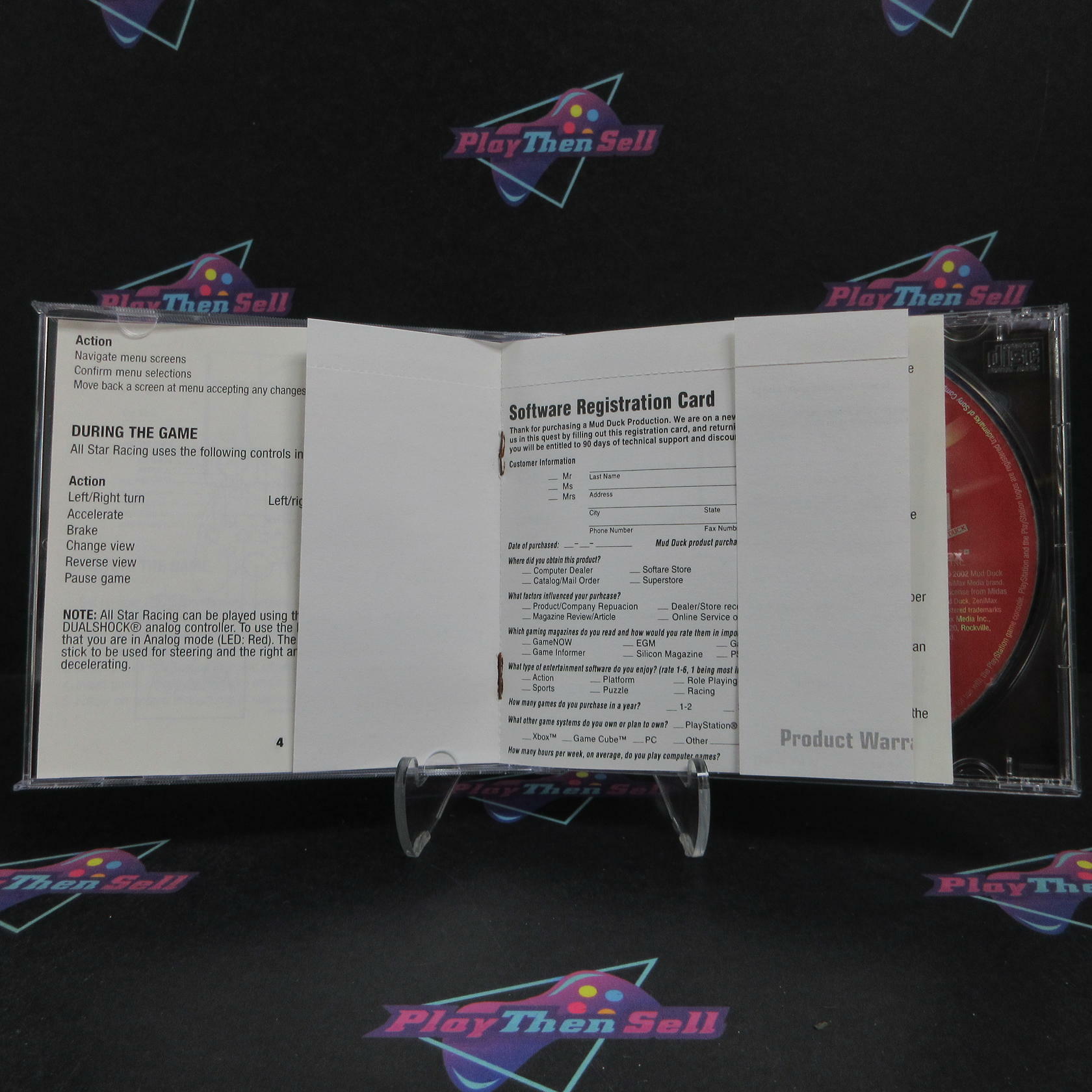 All Star Racing PS1 PlayStation 1 + Reg Card Complete - Refurbished