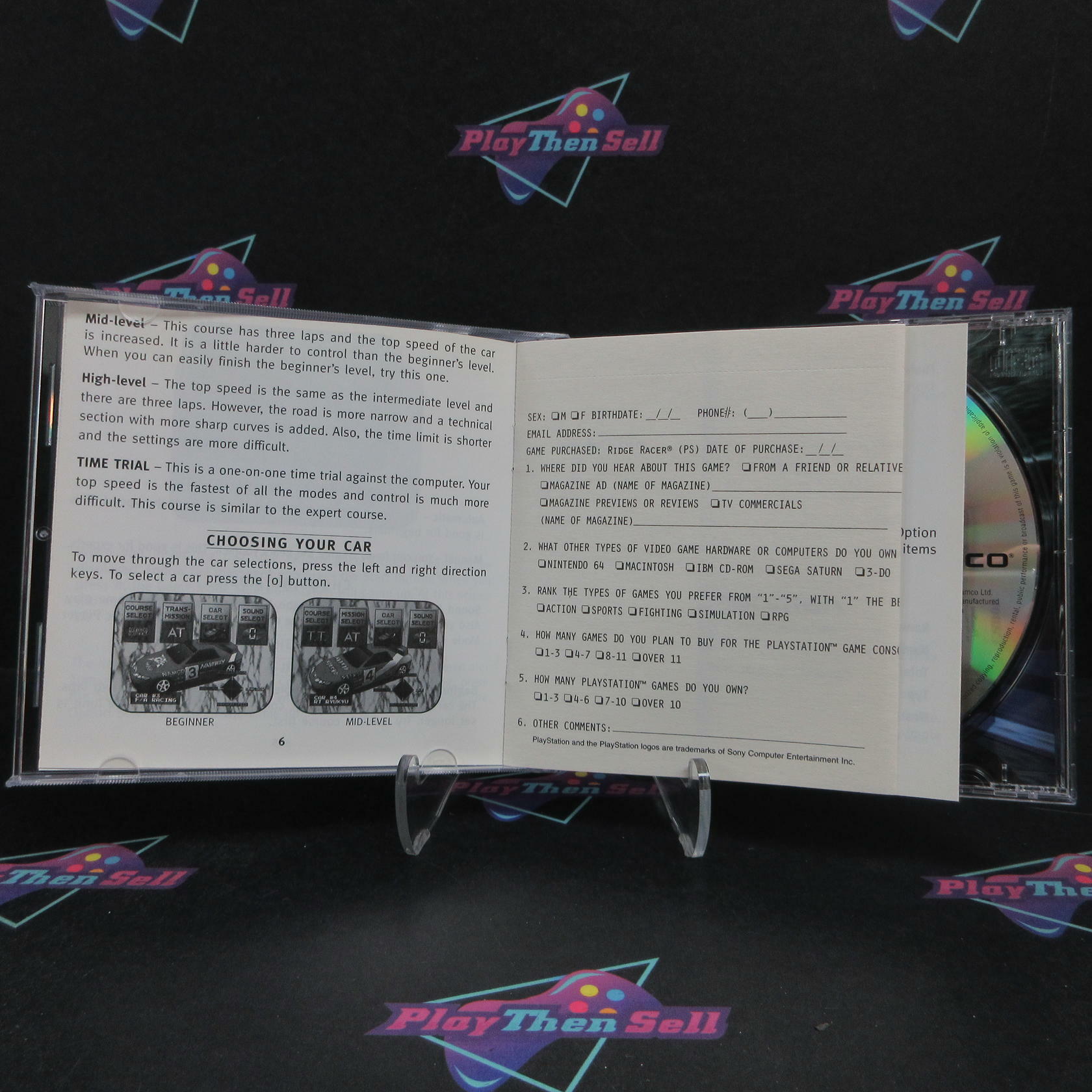 Ridge Racer PS1 PlayStation 1 GH + Reg Card Complete - Refurbished