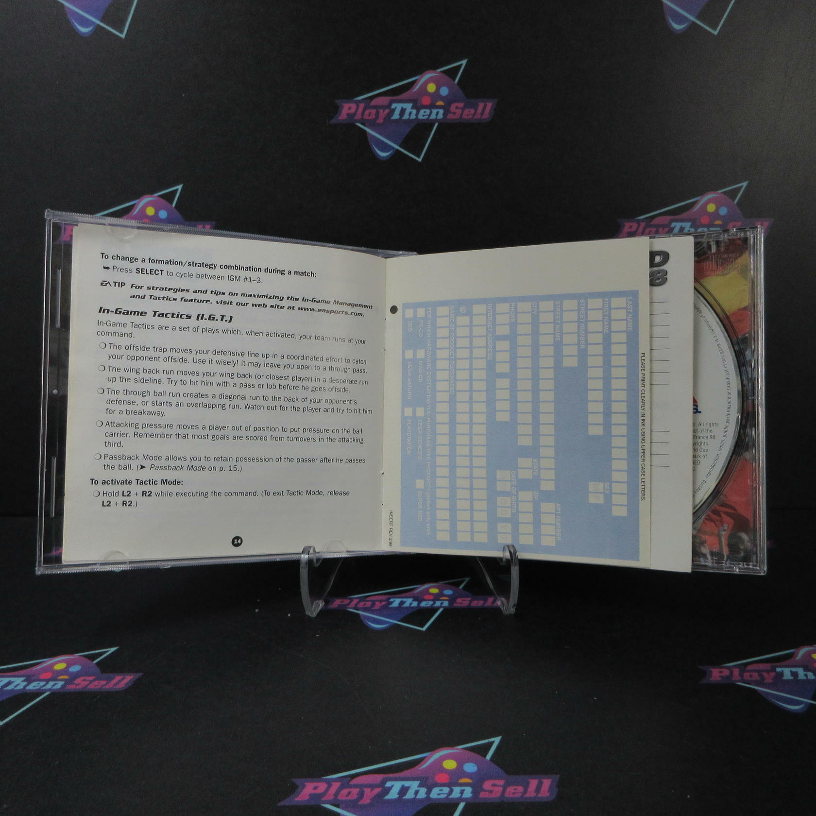 World Cup 98 PS1 PlayStation 1 + Reg Card Complete - Very Good